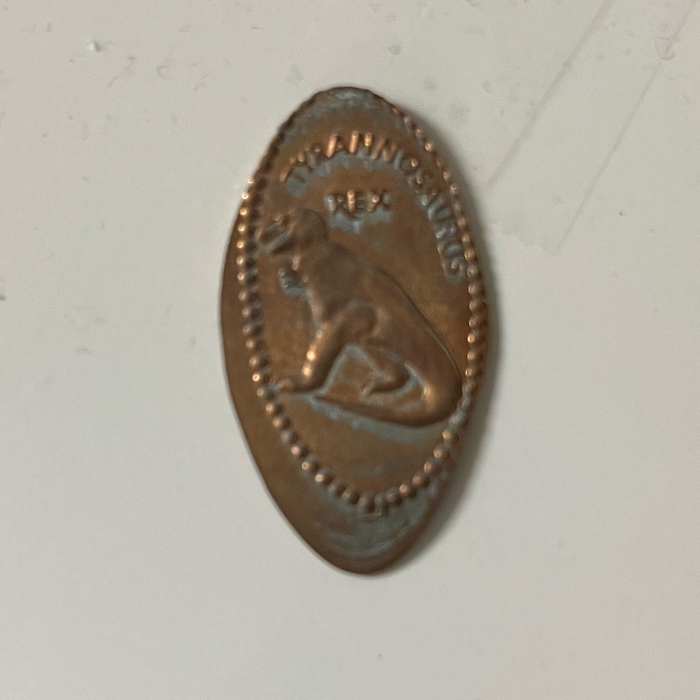 Tyrannosaurus rex Elongated Pressed Smashed Penny Coin - Picture 2 of 3